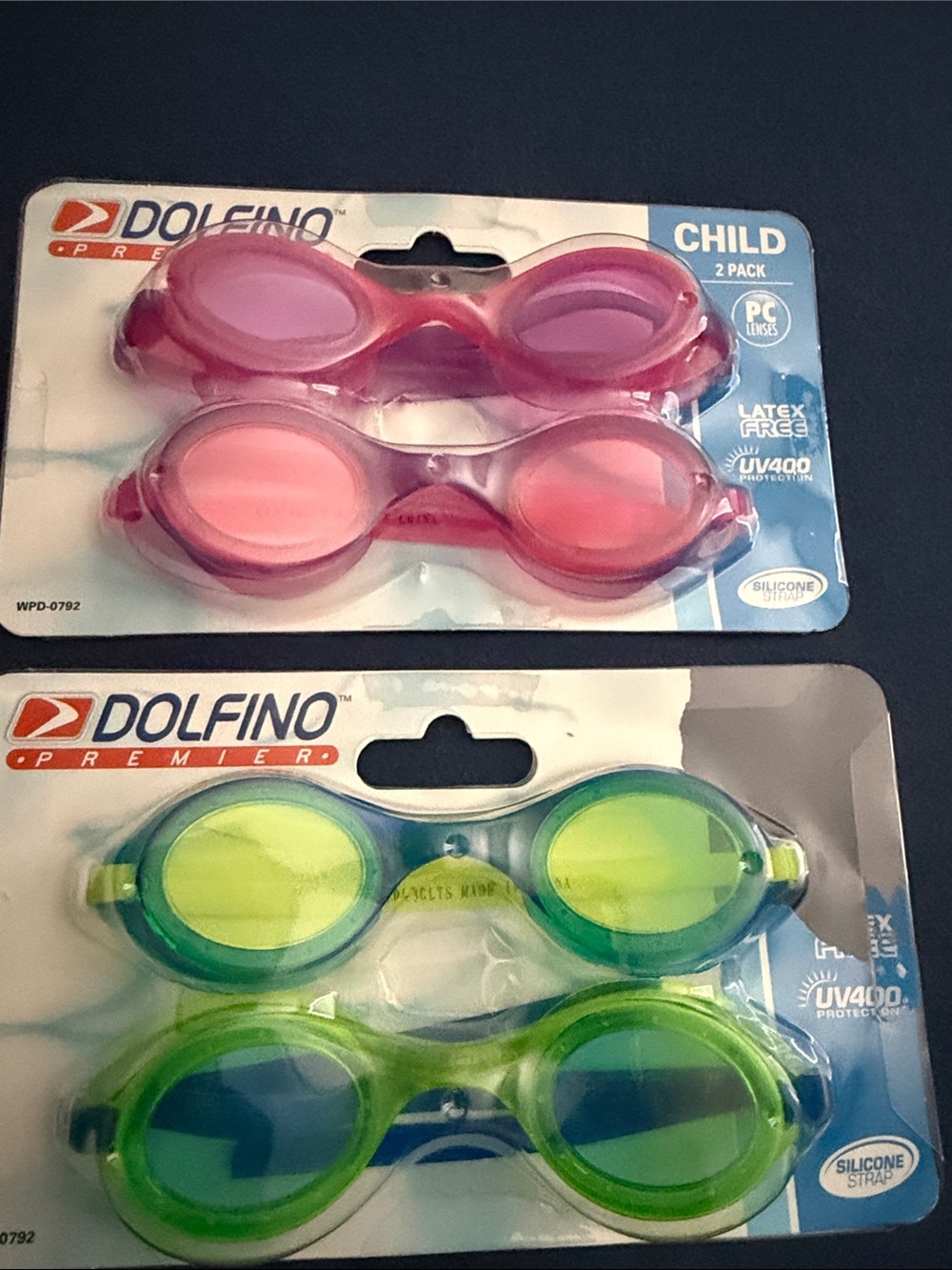Dolfin Kids 2-Pack Swim Goggles in Pink and Lime Green